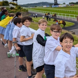 Year 6 pupils at Chepstow Racecourse
